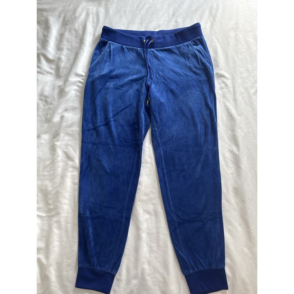 Juicy Couture Velour Pants Jogger Royal Blue Women's Large Y2k Athleisure Sport